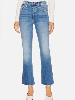 MOTHER The Tripper Ankle Fray Light Blue (Meet Cute) High-Rise Flare Jeans